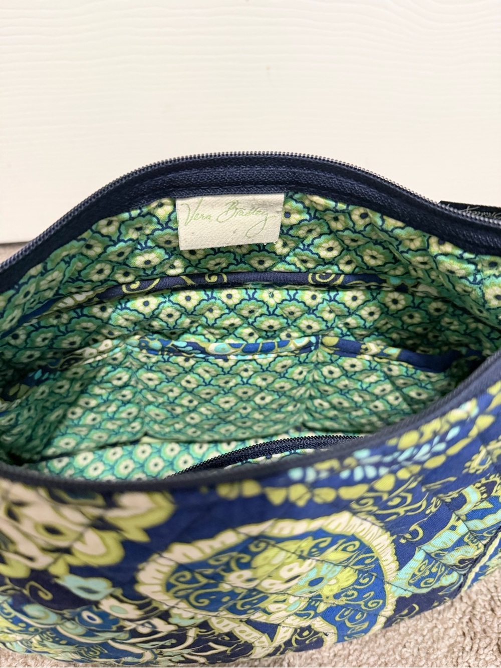 VERA BRADLEY BLUE RHYTHM BLUES PAISLEY ADJUST CROSSBODY HIPSTER Purse - Picture 7 of 7